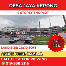 Desa Jaya Kepong 4 Sty Shop Facing Mainroad Good Investment Roi 4.7%