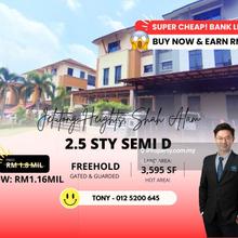 Earn Rm640k! Bank Lelong 2.5 Storey Semi D @ Bukit Jelutong Shah Alam