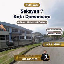 Seksyen 7, Kota Damansara 3 Storey Detached Factory For Sale
