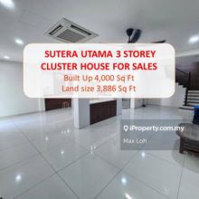 Sutera Utama 3 Storey Cluster House for Sales