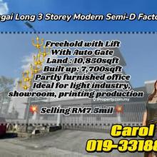 3 Storey Modern Semi D Factory Sungai Long For Sales