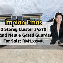 Impian Emas, 2 Storey Cluster with 10ft Land, Brand New, Gated Guarded