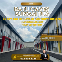 Batu Caves Sungai Tua 1.5 Sty End Lot Linked Factory For Rent 