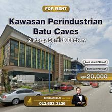Kawasan Perindustrian Batu Caves 2 storey Semi-D Factory For Rent