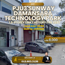 Pju3 Sunway Damansara Technology Park 1.5 Sty Link Factory For Rent 