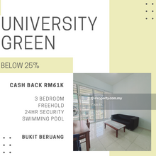 Below Value 25% Cash rm61k Freehold University Green Bukit Beruang mmu