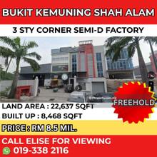 Corner Fully Extend Semi D Factory Bukit Kemuning Shah Alam for Sale