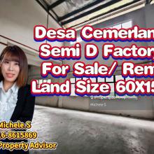 Desa Cemerlang Ulu Tiram 1.5 Storey Semi D Factory For Sale Rent
