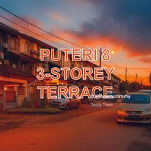 Puteri 8, 3 Storey Terrace, 3850 sf, 6 Rooms 4 Baths, Fully Furnished