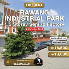 Rawang Industrial Park 1.5 storey semi-d factory for rent 