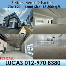 3 Storey Semi-D Factory For Rent, Balakong, Cheras, Kajang