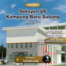 Seksyen U6, Kampung Baru Subang Warehouse For Rent 
