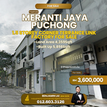 Meranti Jaya Puchong 1.5 Storey Corner Terrance Link Factory For Sale