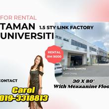 1.5 Stry link Factory Taman universiti indah Seri Kembangan For Rent 