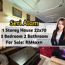 Seri Alam, 1 Storey House 22x70, 3 Bedroom 2 Bathroom, Intermediate