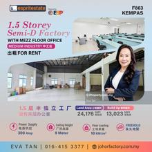 1.5 Storey Semi-Detached Factory with Mezz Floor Office for rent