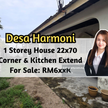 Desa Harmoni, 1 Storey Corner with 20ft Land, Kitchen Fully Extended