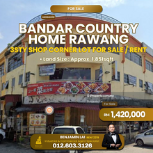 Bandar Country Home Rawang 3sty Shop Corner Lot For Sale / Rent