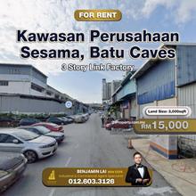 Kawasan Perusahaan Sesama, Batu Caves 3 Story Link Factory For Rent