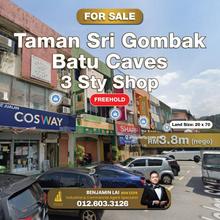 Taman Sri Gombak, Batu Caves 3 Sty Shop for Sale