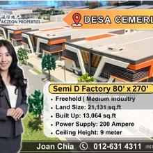 Brand New Semi D Detached Factory, Built up: 13k, Medium Industry.