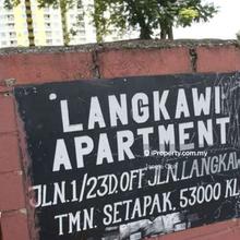 Apartment For Rent at Langkawi Apt, Setapak, near shops, mall, school