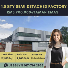 Taman Emas, 1.5 Storey Semi-Detached Factory For Sale