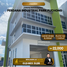 Perdana Industrial Park, Puchong 3 Storey Semi-D Factory For Rent