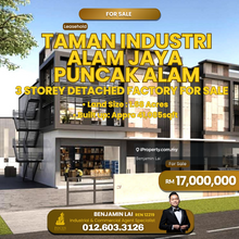 Taman Industri Alam Jaya Puncak Alam 3sty Detached Factory For Sale