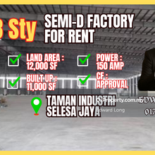 Semi-D factory for Rent