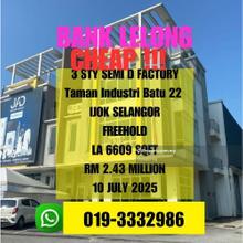 Bank Lelong Freehold 3 Storey Semi D Factory Tmn Industri Batu 22 Ijok