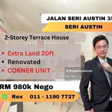 Corner Extra Land 20ft 22x70 Double Storey House at Seri Austin, Johor