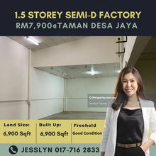 Taman Desa Jaya, 1.5 Storey Semi-Detached Factory For Rent