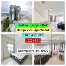 Full Loan Cash Out Unit Danga View Apartment Tampoi 3 Bed 2 Bath