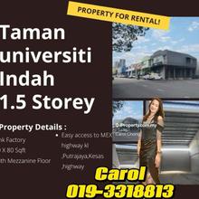 1.5 Stry link Factory Taman universiti indah Seri Kembangan For Rent 