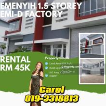 Semenyih Town  1.5 Semi-D Factory / Warehouse For Rent