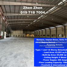 Kempas, Impian Emas, Detached Factory for Rent, Strategic Location