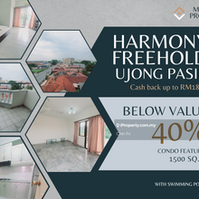 Super Below Value 40% Cash Back rm180k Harmony 1500 sqft Ujong Pasir