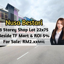 Nusa Bestari, 3 Storey Shop Lot, Beside Tf Mart, ROI 5%, Intermediate