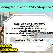 Facing Main Road Jalan Kuching @Taman Sejahterah 3 Storey Shop Sale 