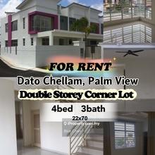Dato Chellam, Palm View 2 Storey Corner Lot 4bed 3bath For Rent 