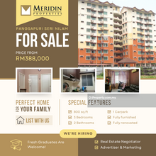 Pangsapuri Seri Nilam, 800 sq.ft, Fully Renovated, Fully Furnished