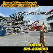 Taman Sri Rampai Setapak 2 Storey Semi-D  For Sales