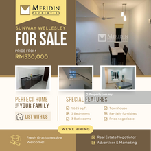 Townhouse, 1625 sq.ft, Partially Furnished, Bukit Mertajam