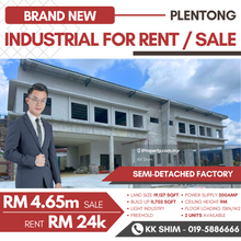 Plentong 9,563 sqft Semi-D Factory for Sale