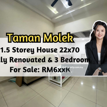 Taman Molek, 1.5 Storey House 22x70, Fully Renovated, 3 Bedroom