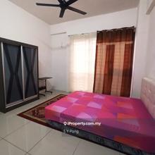 New, partly furnished with Aircond, kitchen cabinet, wardrobe, fridge 