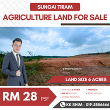 Sungai Tiram 6 Acres Agriculture zoning Industrial Land for Sale