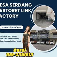 1.5 Stry link Factory Desa Serdang Seri Kembangan For Rent 