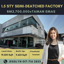 Taman Emas, 1.5 Storey Semi-Detached Factory For Sale